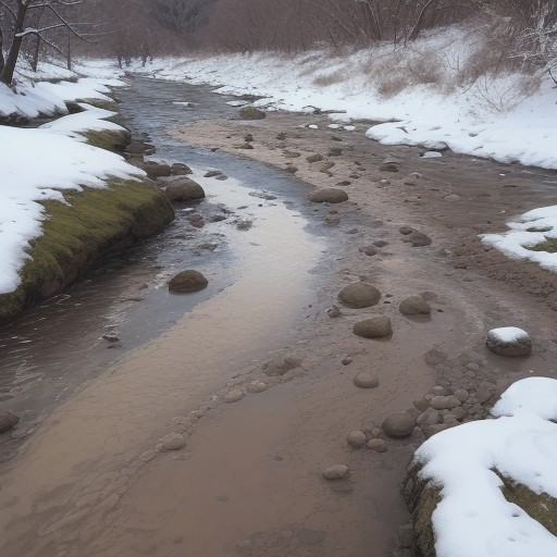 【川の濁り】水が戻るタイミング | 見極め方と判断基準 をイメージした 雪景色、川、川 の写真