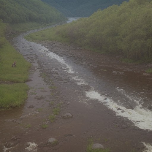 【川釣り】増水後の濁りが抜けるタイミング | 釣行の判断基準 をイメージした 川、川 の写真