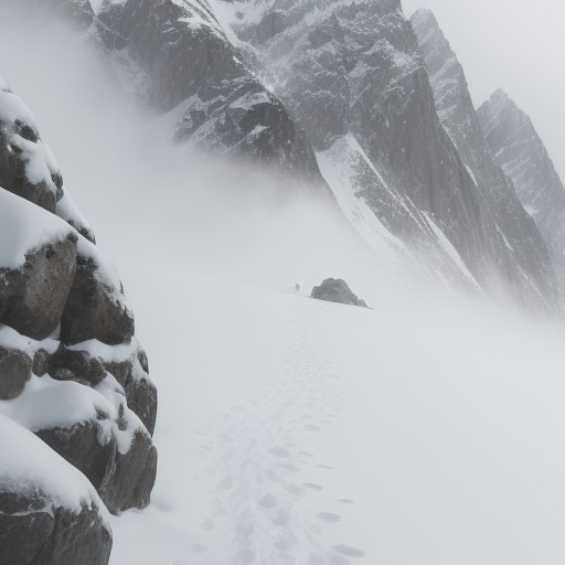 【登山】霧で視界が制限される山道 | 安全に歩くための注意点 をイメージした 山、冬 の写真