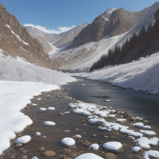 【川の水位】低下するタイミング | 釣りと河原歩きの計画術 をイメージした 冬、雪景色、春、雪景色、川 の写真