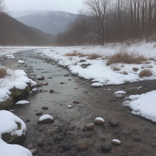 【川の濁り】茶色の水色で判断する | 釣りのタイミングと注意点 をイメージした 雪景色、川 の写真