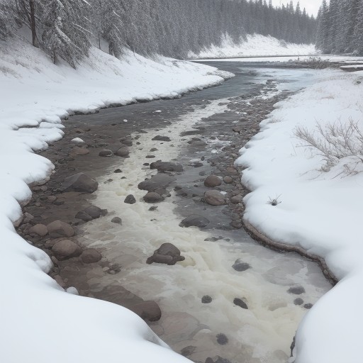 【伏流水】川の水量が変わる仕組み | 増減の影響とポイント をイメージした 雪景色、川 の写真