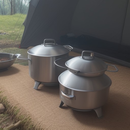 【キャンプバーナー】炊飯の火加減 | ご飯を炊くコツと手順 をイメージした 広角の風景 の写真