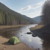 【川釣り】増水後の濁りが抜けるタイミング | 狙い目の時間と釣り方 をイメージした 広角の風景、川 の写真