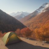 【山歩き】晩秋のおすすめコース | 紅葉が残る登山道 をイメージした 広角の風景、ハイキング、秋、秋、山、登山道 の写真
