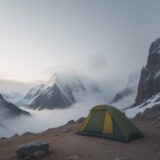 【登山】霧で視界が消えた時の判断 | 回復時間を待つ目安と注意点 をイメージした 広角の風景、山 の写真