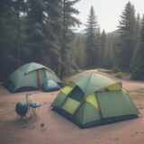 【キャンプ】暑さ対策に役立つグッズ | 夏の屋外で快適に過ごす準備 をイメージした 広角の風景、夏 の写真