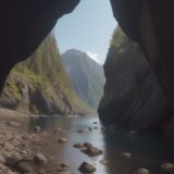 【沢登り】安全な歩き方のコツ | 岩場と水の越え方 をイメージした 広角の風景 の写真
