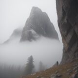【登山】霧での停滞判断 | 安全に下山するための基準 をイメージした 広角の風景、山 の写真