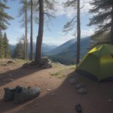【登山シューズ】泥落としをするタイミング | 正しいお手入れの時期 をイメージした 広角の風景、ハイキング の写真