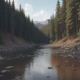 【川の増水】水の音で判断する | 避難のタイミングと危険なサイン をイメージした 広角の風景、川 の写真