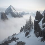 【登山】霧での視界不良への対策 | 安全に下山するためのルート確認術 をイメージした 広角の風景、山 の写真