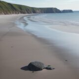 【潮位】低い時間帯の海岸歩き | 注意したい危険なポイント をイメージした 広角の風景 の写真