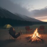 【焚き火】火の粉を抑える方法 | キャンプで役立つ消し方のコツ をイメージした 広角の風景 の写真