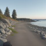 【シーバス】堤防での投法練習 | キャスティングのコツと基本手順 をイメージした 広角の風景 の写真