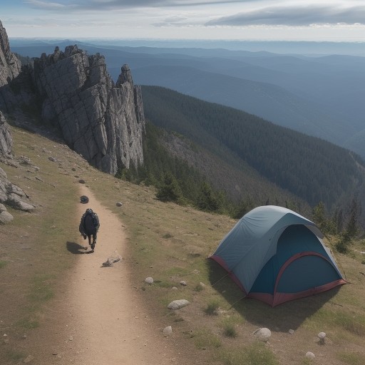 【稜線歩き】登山のコツ | 風が強い日の歩き方と注意点 をイメージした 広角の風景、ハイキング、稜線 の写真
