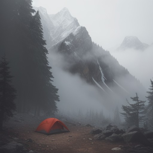 【登山】霧で視界が消えた時の判断 | 回復タイミングの見極め方 をイメージした 広角の風景、山 の写真