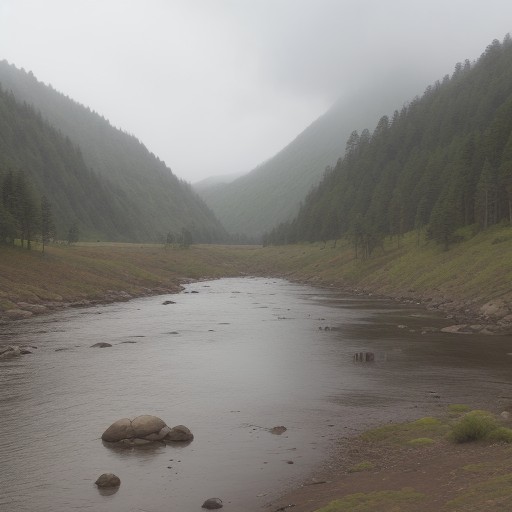 【川釣り】霧雨の日の視界対策 | 道具選びと使い方のコツ をイメージした 広角の風景、川 の写真