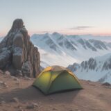 【峰頂】登山のルートと地形 | 山頂から見える景色 をイメージした 広角の風景 の写真