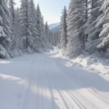 【ウィンタートレイルランニング】冬の山道を走る注意点 | おすすめコースマップ をイメージした 広角の風景、登山道、冬、山、冬 の写真