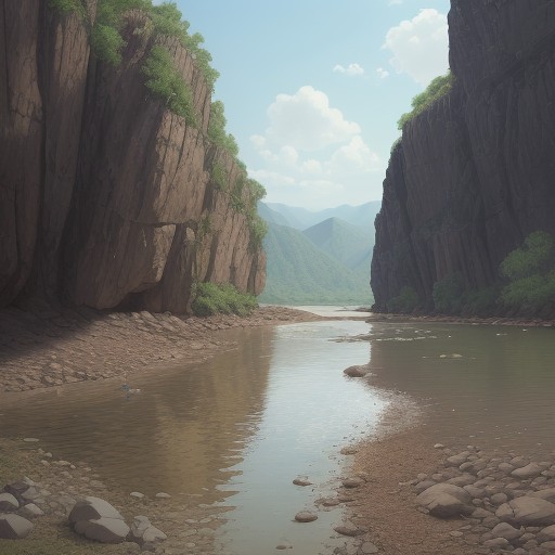 【川遊び】乾期の水位と安全確認 | 泳げない場所の見分け方 をイメージした 広角の風景、川 の写真
