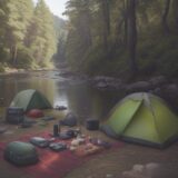【川遊び】生き物を集める道具 | 準備して出かけるリスト をイメージした 広角の風景、川 の写真