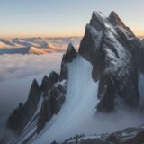 【登山】稜線の霧で視界が切れたとき | 安全に下山するための回避策 をイメージした 広角の風景、山、稜線 の写真