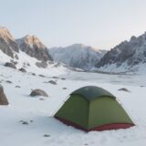 【登山】早朝の気温変化 | 山頂までの温度差と服装の選び方 をイメージした 広角の風景、山 の写真