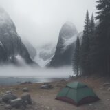 【登山】霧で視界が遮られた時の判断 | 回復の目安と安全な待ち方 をイメージした 広角の風景、山 の写真