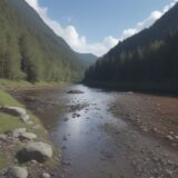 【川の水量増加】前兆を見極めるポイント | 安全に釣りをするための注意点 をイメージした 広角の風景、川 の写真