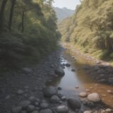 【沢足袋】正しい履き方の手順 | 川歩きの準備とコツ をイメージした 広角の風景、川 の写真