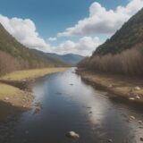 【川の増水】安全な避難場所の選び方 | 川釣りのリスク管理 をイメージした 広角の風景、川、川 の写真