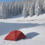 【山菜】雪解け後の採取時期 | おすすめの場所と注意点 をイメージした 広角の風景、雪景色 の写真
