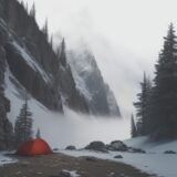 【登山】霧で視界が遮られるリスク | 安全なルート選びと対策 をイメージした 広角の風景、山 の写真