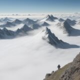 【雲海】稜線を歩く登山ルート | 見頃の時期と準備 をイメージした 広角の風景、ハイキング、稜線、山頂 の写真