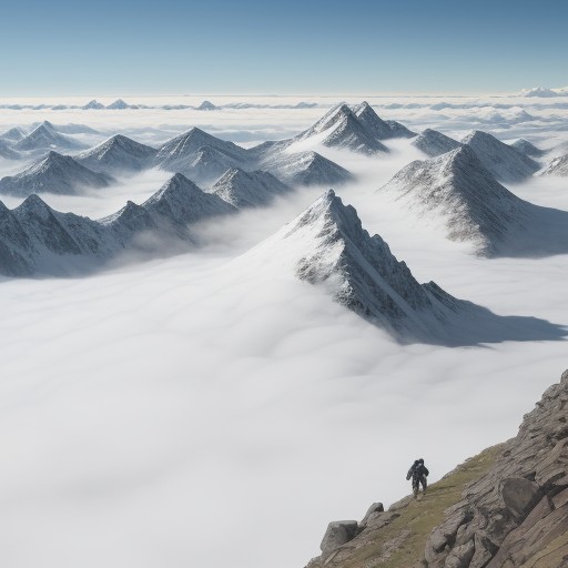 【雲海】稜線を歩く登山ルート | 見頃の時期と準備 をイメージした 広角の風景、ハイキング、稜線、山頂 の写真