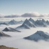 【雲海】が見える登山のスポット | 稜線を歩くルートの選び方 をイメージした 広角の風景、山、稜線 の写真