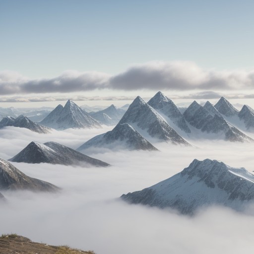 【雲海】が見える登山のスポット | 稜線を歩くルートの選び方 をイメージした 広角の風景、山、稜線 の写真