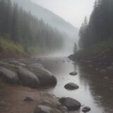 【川霧】出現する時間帯と条件 | 川辺で見るタイミング をイメージした 広角の風景、川、川 の写真