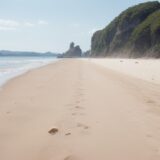 【ビーチサンダル】砂を落とす簡単なやり方 | 海辺での後片付けの手順 をイメージした 広角の風景 の写真