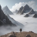 【登山】霧の中での歩き方 | 視界が戻るタイミングの判断方法 をイメージした 広角の風景、山 の写真