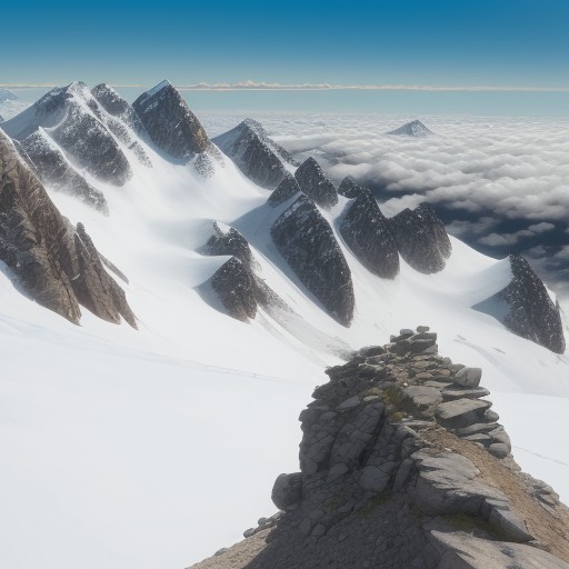 【登山】稜線を歩くルート | 足元に広がる雲海の景色 をイメージした 山、稜線、登山道 の写真