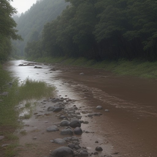 【川の増水】濁りが引くまでの目安 | 回復時間を計算する方法 をイメージした 川、川 の写真