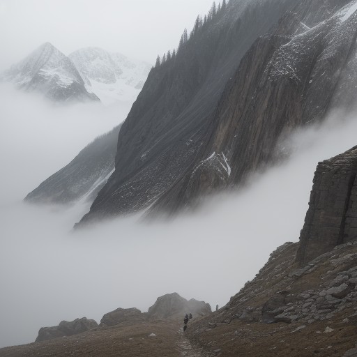【登山】霧で視界が消えた時の判断 | 回復タイミングの見極め方 をイメージした 山 の写真