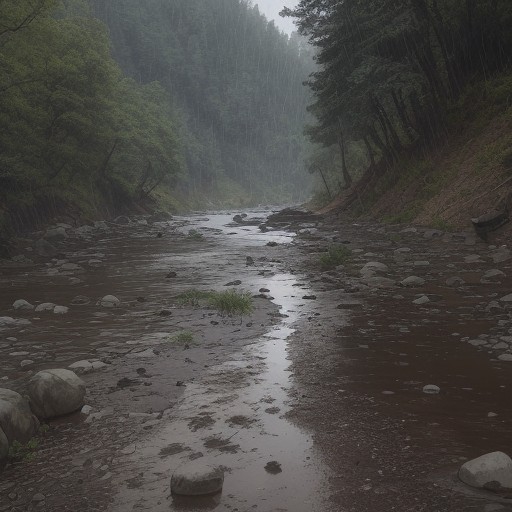 【川の増水】濁りが引くタイミング | 水位が戻るまでの目安と見極め方 をイメージした 川 の写真