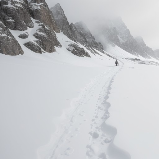 【登山】霧での視界不良への対策 | 安全に下山するためのルート確認術 をイメージした 山、冬 の写真