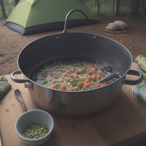 【野営料理】ミニマムな道具で準備する | 森の中での食事時間 をイメージした自然風景の写真