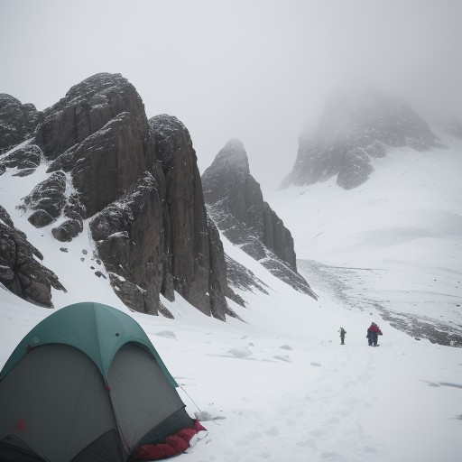【登山】稜線の霧での停滞判断 | 安全に下山するための基準 をイメージした 山、稜線、冬 の写真