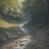 【川遊び】岩の間を流れる水の音を聞きながら歩く | 夏の川沿いルート をイメージした 広角の風景、川、川、夏、川 の写真
