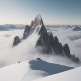 【山頂到達】岩場を登り切り辿り着いた場所 | 雲海が広がる山の景色 をイメージした 広角の風景、山頂、山 の写真